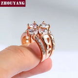Sweet Heart Wedding Lucky Clover Ring Set with Cubic Zirconia