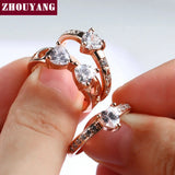 Sweet Heart Wedding Lucky Clover Ring Set with Cubic Zirconia