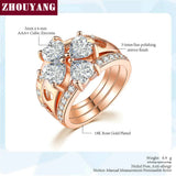 Sweet Heart Wedding Lucky Clover Ring Set with Cubic Zirconia