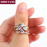 Sweet Heart Wedding Lucky Clover Ring Set with Cubic Zirconia
