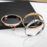 Lucky Flower Open Cuff Bangles Bracelet For Women Girls Stainless Steel Jewelry