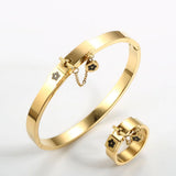 Lucky Flower Open Cuff Bangles Bracelet For Women Girls Stainless Steel Jewelry