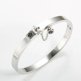 Lucky Flower Open Cuff Bangles Bracelet For Women Girls Stainless Steel Jewelry