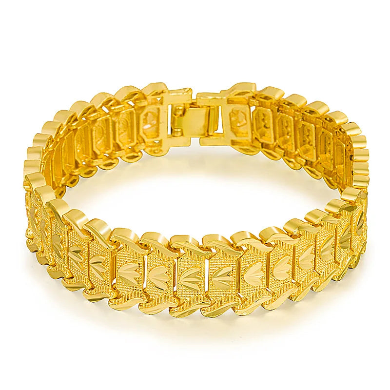 24K Gold Bangle Bracelet for Men, Wedding Engagement Party Jewelry