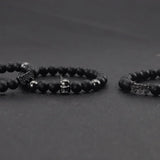 Men Bracelet Natural Stone Beads Bat Bracelet CZ Charms Hematite Men Bracelets
