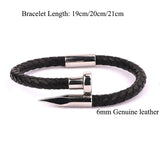 Men Bracelet Set Stainless Steel Nail Bangle CZ Pave Adjustable