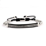 Men Bracelet Set Stainless Steel Nail Bangle CZ Pave Adjustable