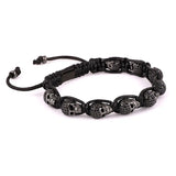 CZ Skull Head Braided Macrame Men's Bangle Bracelet