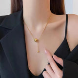 Metal Ball Pendant Stainless Steel Necklace Clavicle Chain Gift