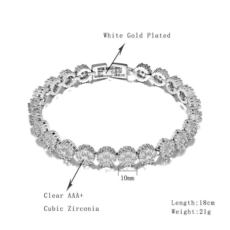 Micro Pave Tennis Bangles AAA Zircon Hip Hop Jewelry Round Wedding