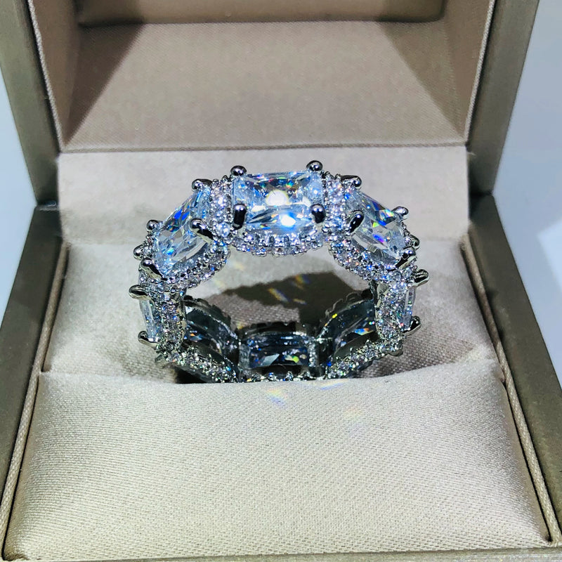 Micro Paved Square CZ Promise Love Ring Women Wedding Jewelry