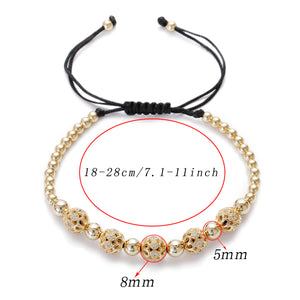 Micro Zircon Beads Charm Bracelet Men Adjustable Bracelets Couple Jewelry Gift