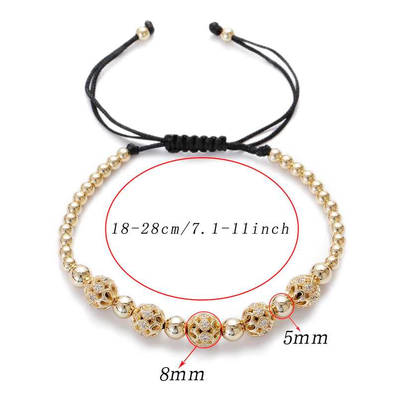 Micro Zircon Beads Charm Bracelet Men Adjustable Bracelets Couple Jewelry Gift