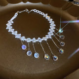 Tassel Crystal Pendant Choker Necklace for Women