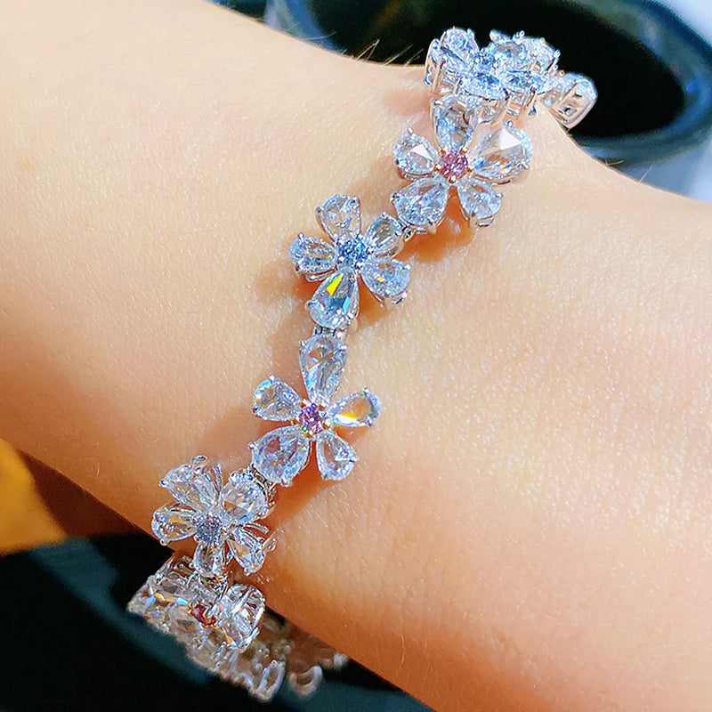 Moissanite Diamonds Chain Bracelet 18k Filled Bijoux
