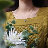 Mom Aquamarine Necklace 18K Plated Beads Chain Stainless Steel Women Jewelry