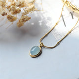 Mom Aquamarine Necklace 18K Plated Beads Chain Stainless Steel Women Jewelry