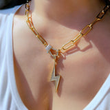 Moon Big Pendant Necklace Gold-Plated Chain Zircon Choker