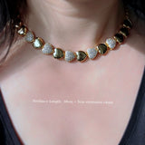 Moon Big Pendant Necklace Gold-Plated Chain Zircon Choker