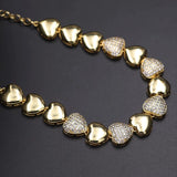Moon Big Pendant Necklace Gold-Plated Chain Zircon Choker