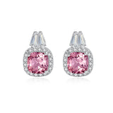 Morganite Gemstone Stud Earrings 925 Silver Pink Diamond Gems Fine Jewelry