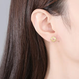 Morganite Stud Earrings 925 Silver Zircon Wedding Jewelry