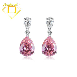 Morganite Gemstone Stud Earrings 925 Sterling Silver Pink Stone Fine Jewelry