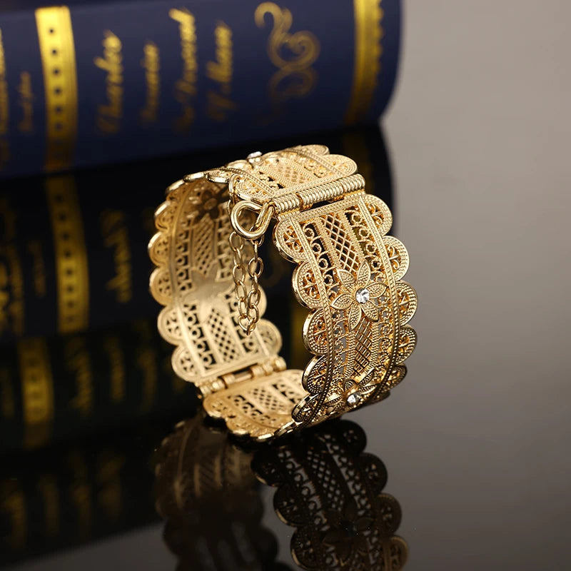 Moroccan Hollow Floral Cuff Bangle
