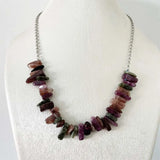 Multi-Color Tourmaline Necklace Natural Gem Stone Women Wedding Love