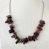 Multi-Color Tourmaline Necklace Natural Gem Stone Women Wedding Love
