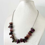 Multi-Color Tourmaline Necklace Natural Gem Stone Women Wedding Love