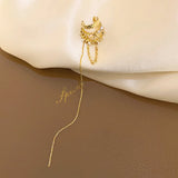 Multi-Layer Clip Earrings Geometric Zircon Pearl Ear Bone Tassel Earring