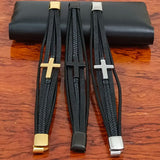 Stainless Steel Multicolor Men's Leather Bracelet 17/19/21CM