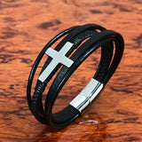Stainless Steel Multicolor Men's Leather Bracelet 17/19/21CM