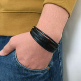 Stainless Steel Multicolor Men's Leather Bracelet 17/19/21CM