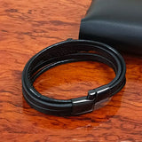 Stainless Steel Multicolor Men's Leather Bracelet 17/19/21CM