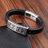 Multicolor Cross Classic Stainless Steel Men's Leather Bracelet