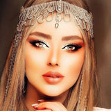 Bohemian Rhinestone Pendant Head Chain for Bridal Wedding