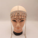 Bohemian Rhinestone Pendant Head Chain for Bridal Wedding