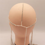 Bohemian Rhinestone Pendant Head Chain for Bridal Wedding