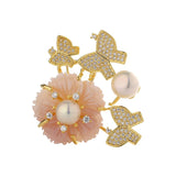 Freshwater Pearl Brooch Pins Butterfly Shell Flower Coat Accessories