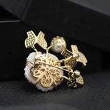 Freshwater Pearl Brooch Pins Butterfly Shell Flower Coat Accessories