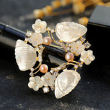 Freshwater Pearl Brooch Pins Butterfly Shell Flower Coat Accessories