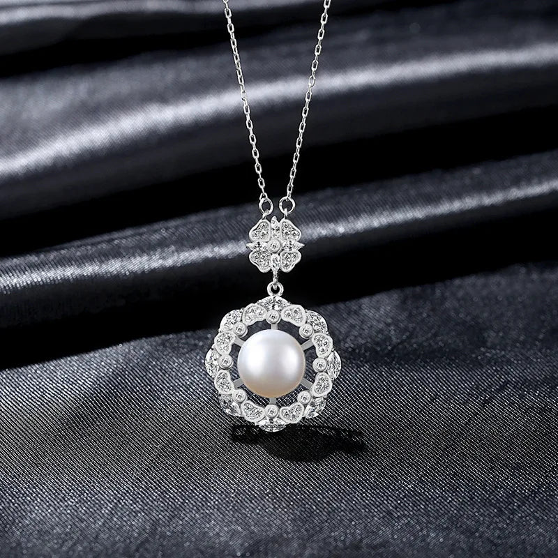 Freshwater Pearl Pendant Necklace 925 Sterling Silver Chain