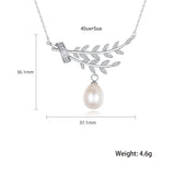 Freshwater Pearl Pendant 925 Sterling Silver Leaf Necklace