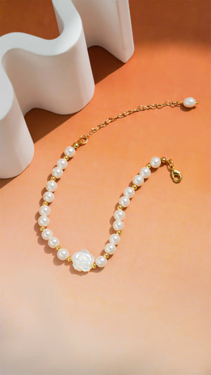 Pearl Shell Flower Golden Beads Bracelet for Girl