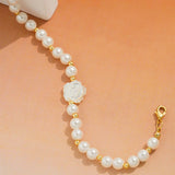Pearl Shell Flower Golden Beads Bracelet for Girl