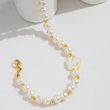 Pearl Shell Flower Golden Beads Bracelet for Girl