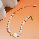 Pearl Shell Flower Golden Beads Bracelet for Girl