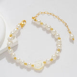 Pearl Shell Flower Golden Beads Bracelet for Girl